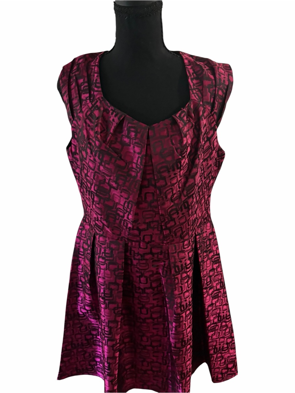 Source Unknown Fuchsia and Black Sleeveless Fit-and-Flare Dress